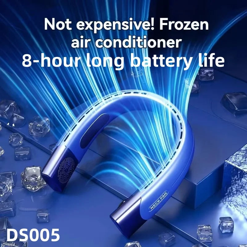 8000mAh USB Hanging Neck Fan Portable Bladeless Mini Rechargeable Mute LED Digital Display Electric Air Cooler Handheld